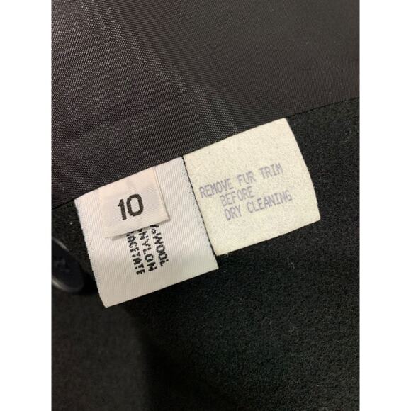 Size 10 Forecaster Womens Black Wool Blend Coat Faux Fur Collar Vintage - Picture 11 of 12